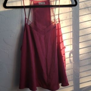 Free People Raspberry Mesh Panel Tank